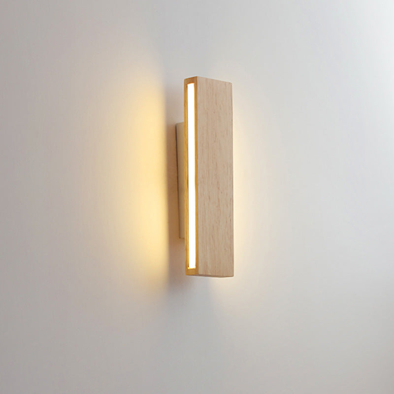 Japanse Minimalistische Log Rechthoekige Platte Draaibare LED Wandlamp