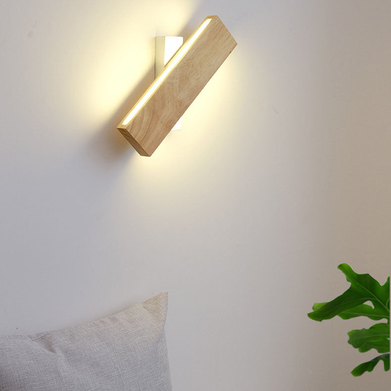 Japanse Minimalistische Log Rechthoekige Platte Draaibare LED Wandlamp