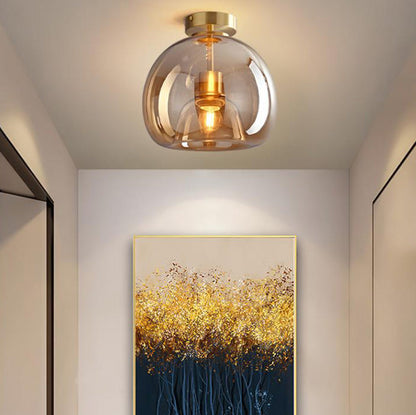 Nordic Light Luxe Ronde Glazen Bal 1-Licht Semi-Flush Mount Plafondlamp
