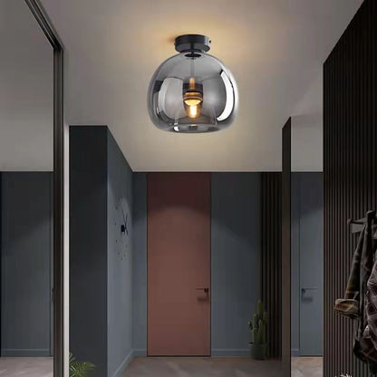 Nordic Light Luxe Ronde Glazen Bal 1-Licht Semi-Flush Mount Plafondlamp