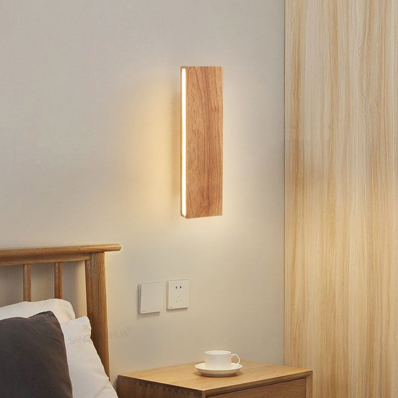 Japanse Minimalistische Log Rechthoekige Platte Draaibare LED Wandlamp