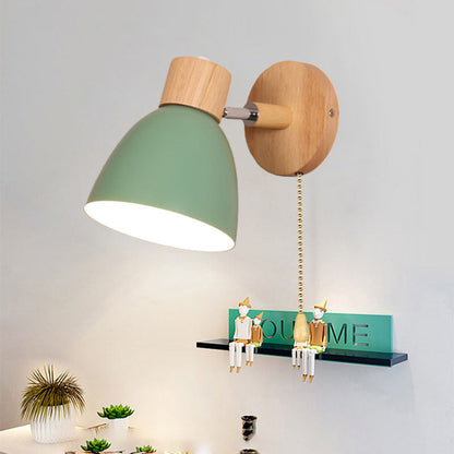 Moderne Minimalistische Effen Kleur Macaron IJzeren Houten 1-Licht Wandlamp