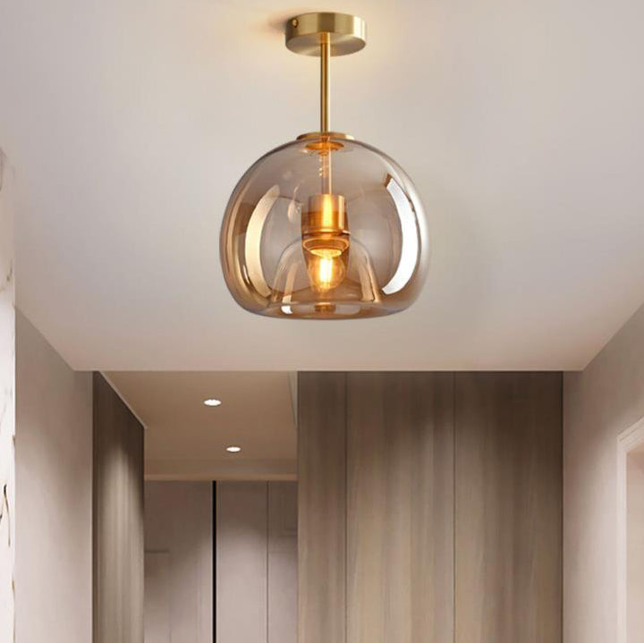 Nordic Light Luxe Ronde Glazen Bal 1-Licht Semi-Flush Mount Plafondlamp