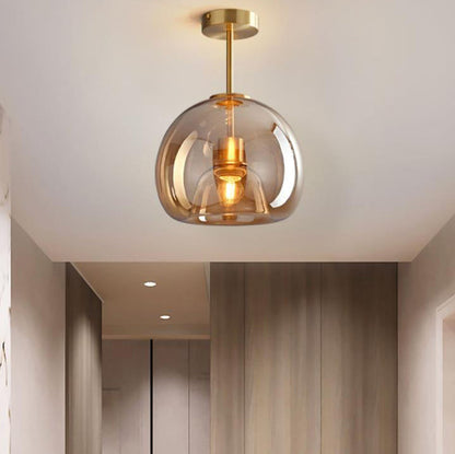 Nordic Light Luxe Ronde Glazen Bal 1-Licht Semi-Flush Mount Plafondlamp