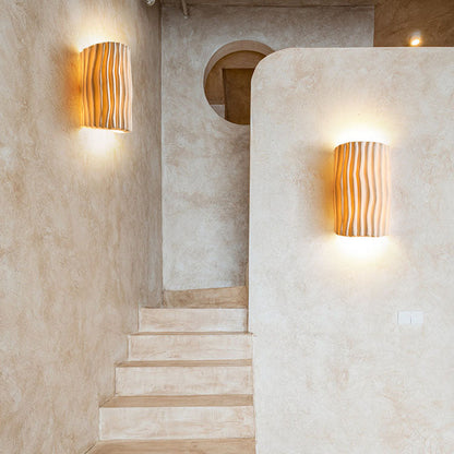 Nordic Creatieve Hars Gestreepte Halve Cilinder 2-Licht Wandlamp