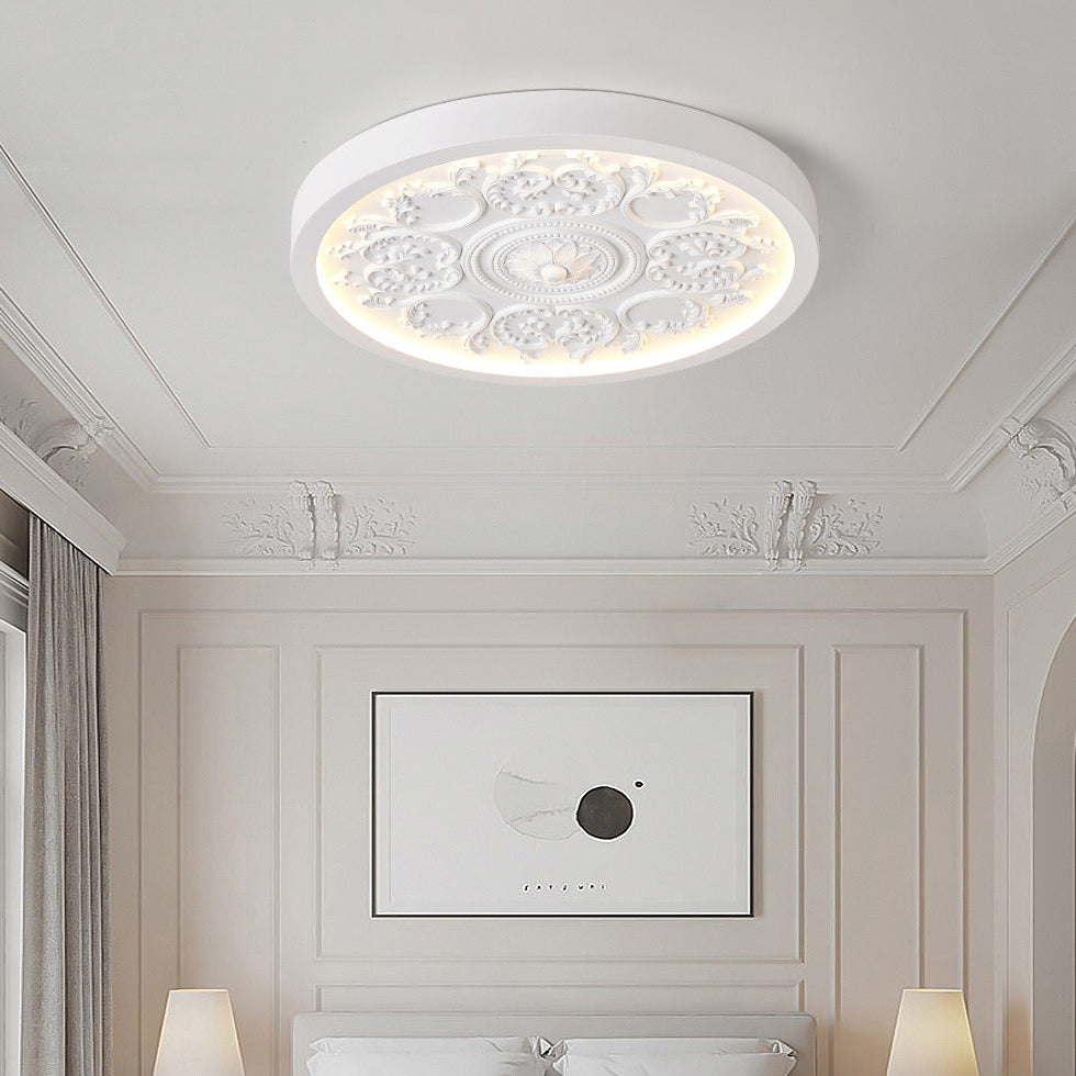 Moderne Minimalistische Gegraveerde IJzeren Hars Acrylaat LED Plafondlamp Voor Slaapkamer