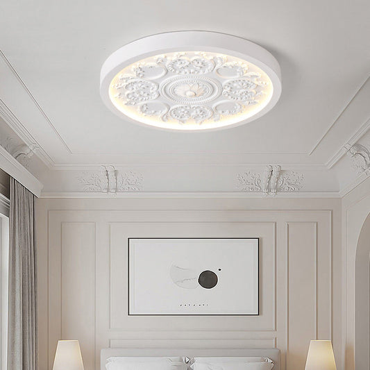 Moderne Minimalistische Gegraveerde IJzeren Hars Acrylaat LED Plafondlamp Voor Slaapkamer