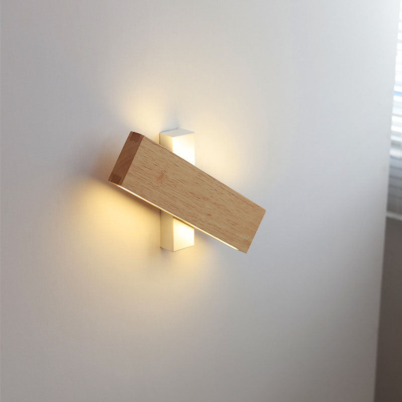 Japanse Minimalistische Log Rechthoekige Platte Draaibare LED Wandlamp