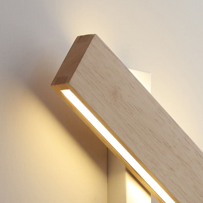 Japanse Minimalistische Log Rechthoekige Platte Draaibare LED Wandlamp