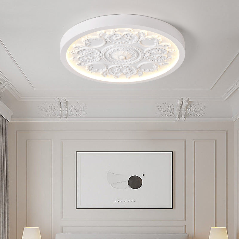 Moderne Minimalistische Gegraveerde IJzeren Hars Acrylaat LED Plafondlamp Voor Slaapkamer
