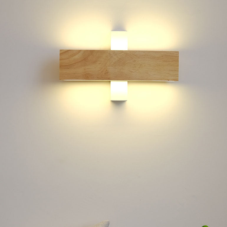 Japanse Minimalistische Log Rechthoekige Platte Draaibare LED Wandlamp