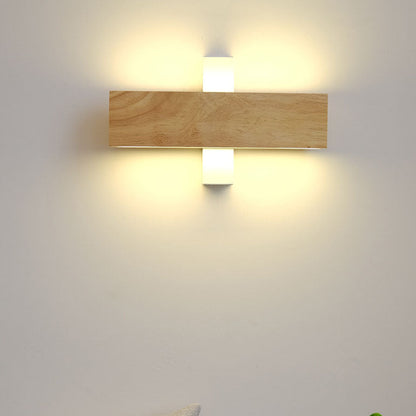 Japanse Minimalistische Log Rechthoekige Platte Draaibare LED Wandlamp