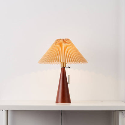 Japanse Minimalistische Vintage Geplooide Houten Stof LED Tafellamp