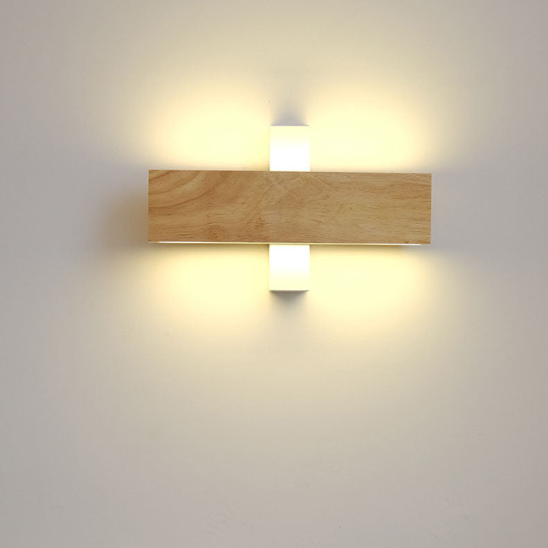 Japanse Minimalistische Log Rechthoekige Platte Draaibare LED Wandlamp