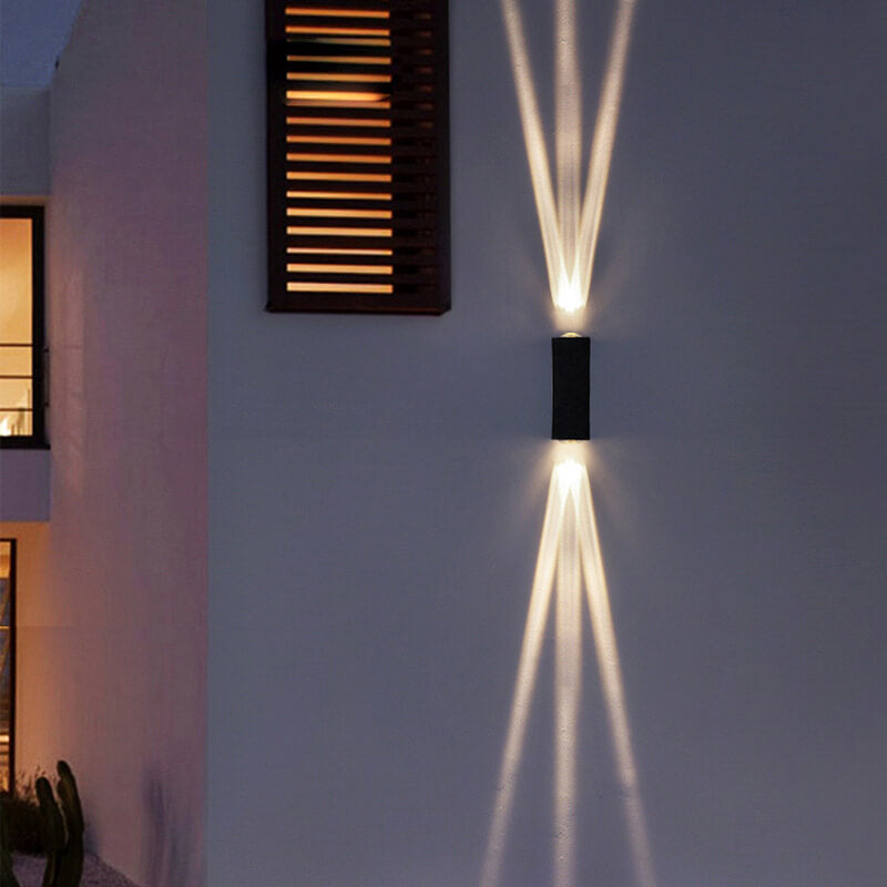 Moderne Aluminium Lens Buiten Patio Dubbelkopige LED Wandlamp