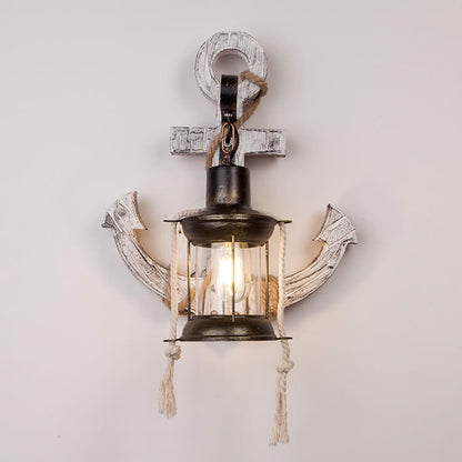 Industrieel Vintage Boot Anker Massief Houten 1-Licht Wandlamp
