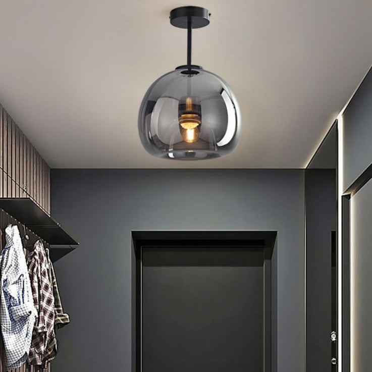 Nordic Light Luxe Ronde Glazen Bal 1-Licht Semi-Flush Mount Plafondlamp