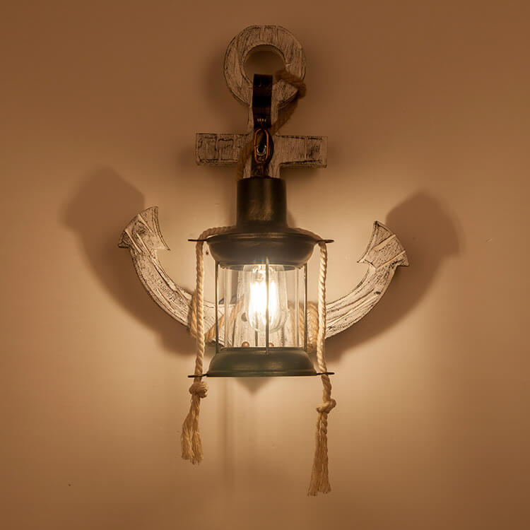 Industrieel Vintage Boot Anker Massief Houten 1-Licht Wandlamp
