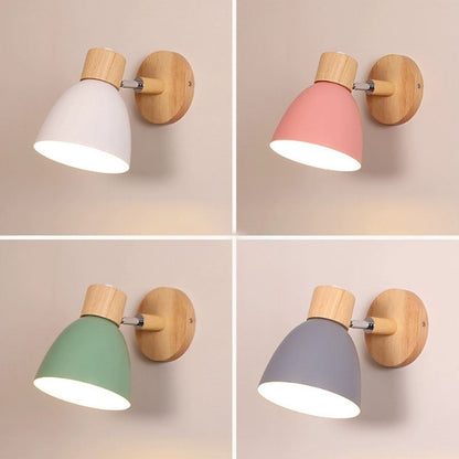 Moderne Minimalistische Effen Kleur Macaron IJzeren Houten 1-Licht Wandlamp