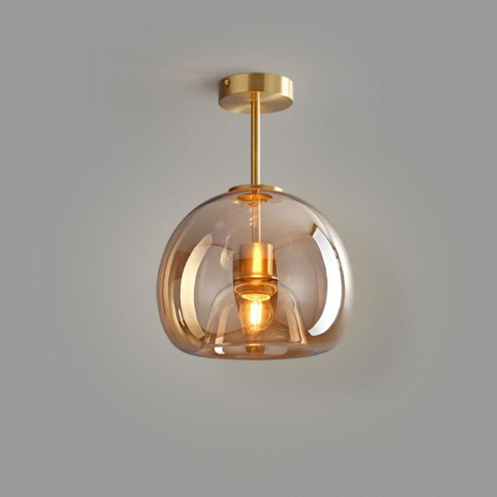 Nordic Light Luxe Ronde Glazen Bal 1-Licht Semi-Flush Mount Plafondlamp