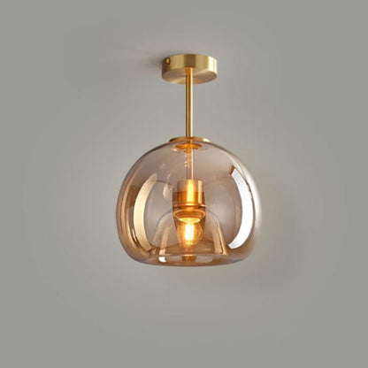 Nordic Light Luxe Ronde Glazen Bal 1-Licht Semi-Flush Mount Plafondlamp