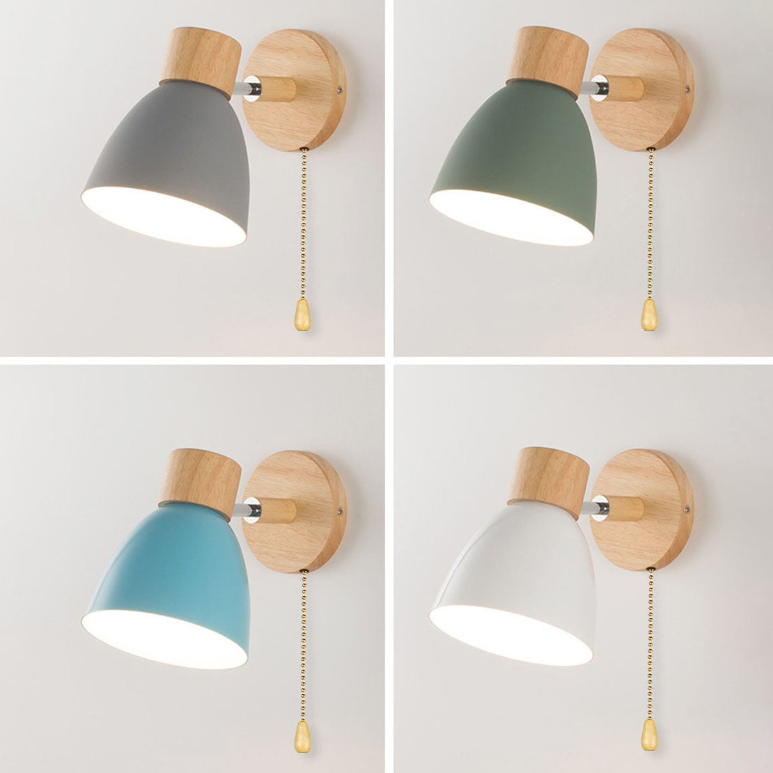 Moderne Minimalistische Effen Kleur Macaron IJzeren Houten 1-Licht Wandlamp