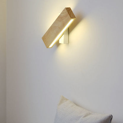 Japanse Minimalistische Log Rechthoekige Platte Draaibare LED Wandlamp