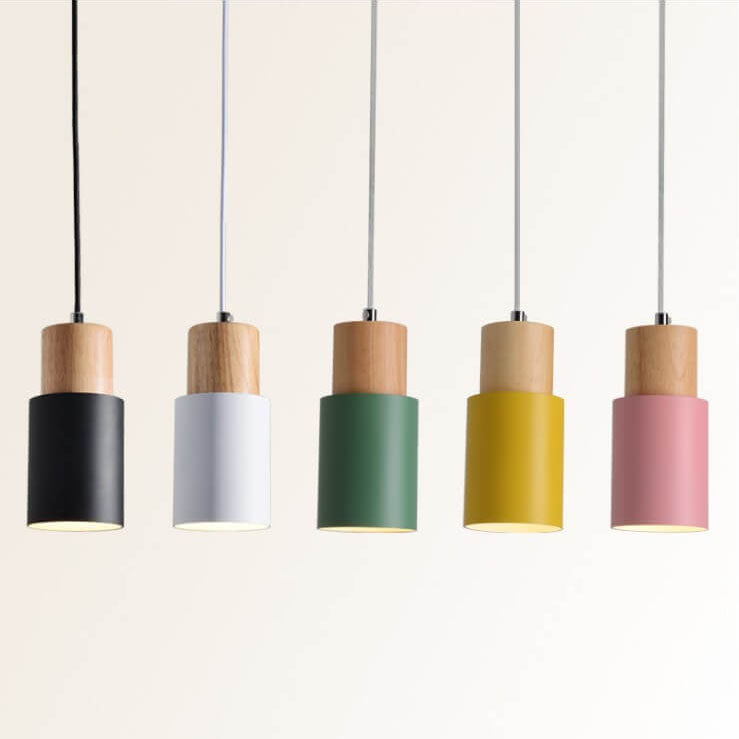 Noordse Macaron Cilinder Aluminium 1-Licht Enkel LED Hanglamp
