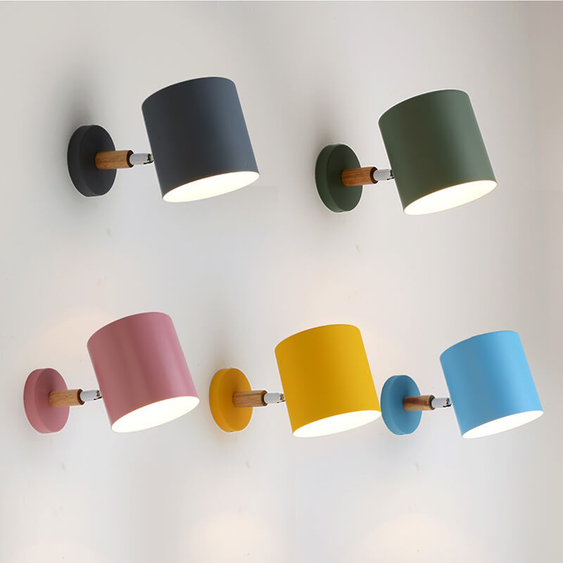 Nordic Macaron Cilinder Rotatable 1-Licht Wandlamp