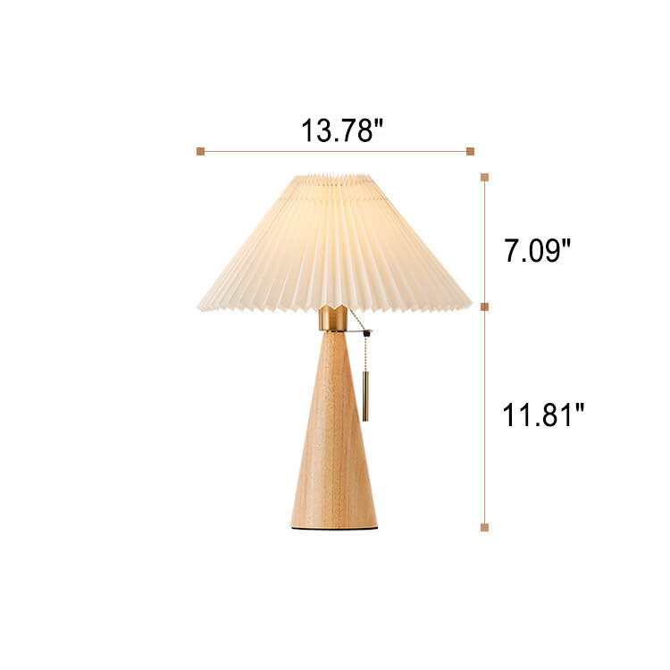 Japanse Minimalistische Vintage Geplooide Houten Stof LED Tafellamp