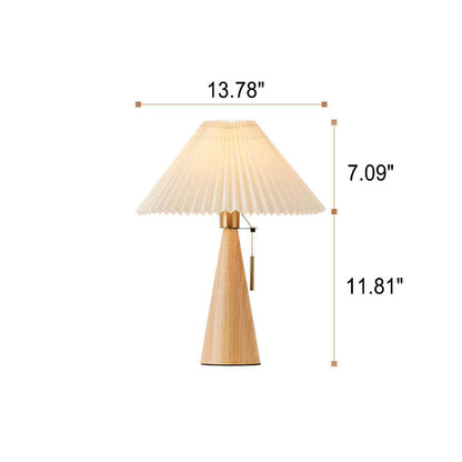 Japanse Minimalistische Vintage Geplooide Houten Stof LED Tafellamp
