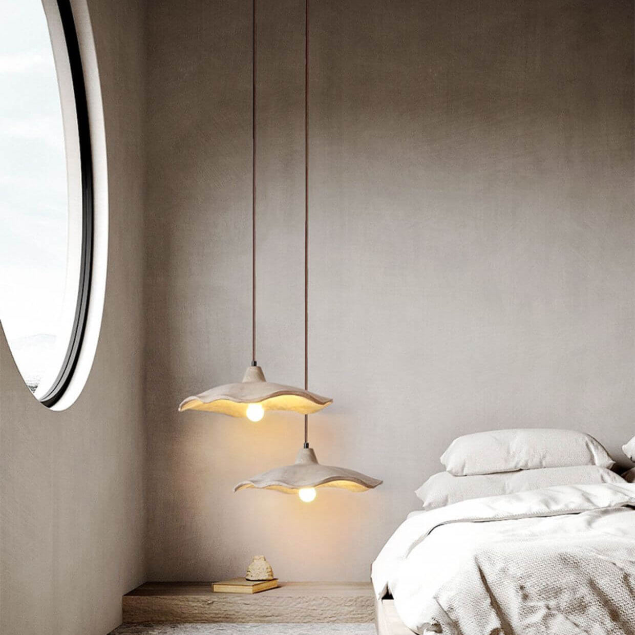 Japanse Vintage Bloemvorm Lampenkap Cement Licht Eiland Licht Kroonluchter