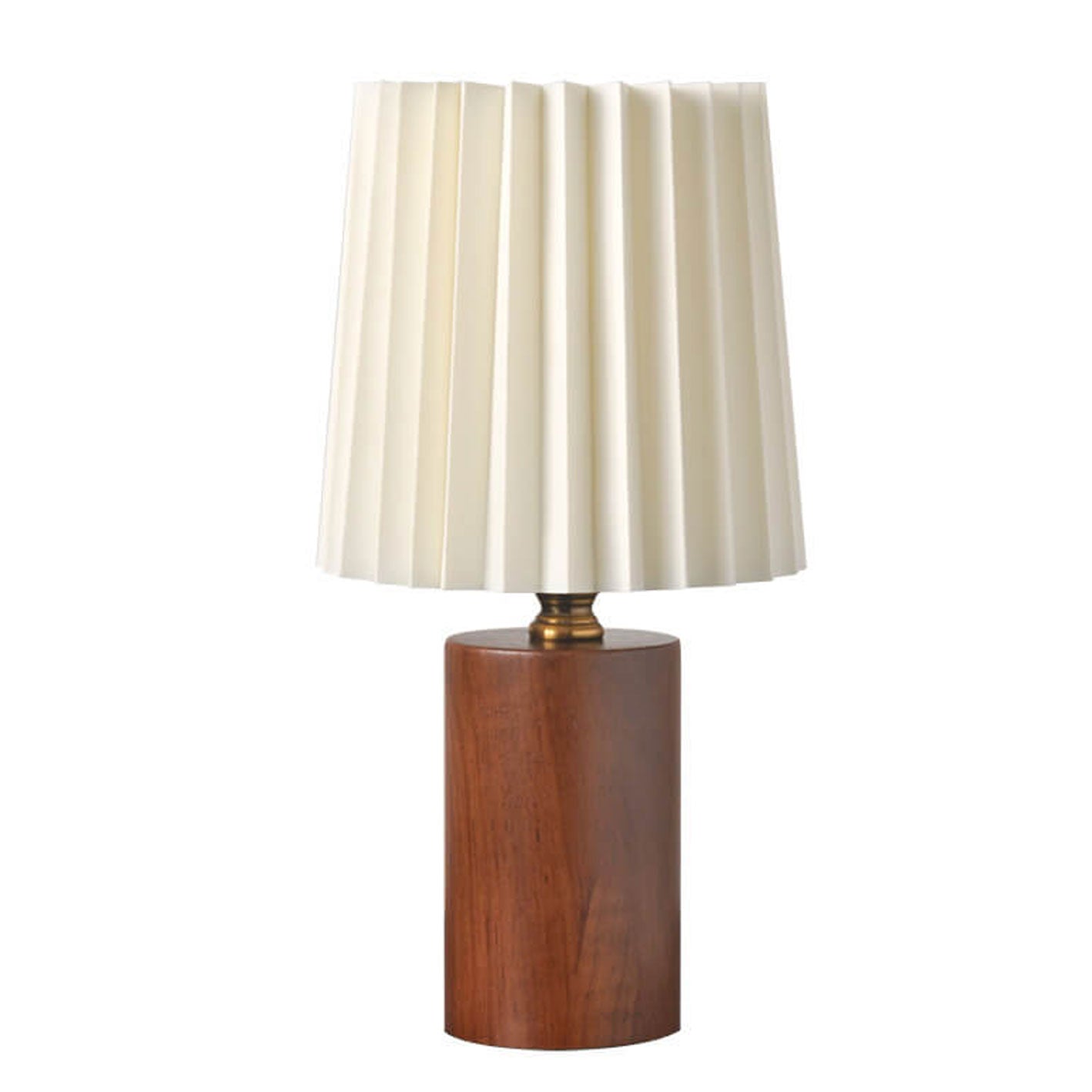 Vintage Koreaanse Geplooide Kolom Massief Houten Basis 1-Lichts Tafellamp
