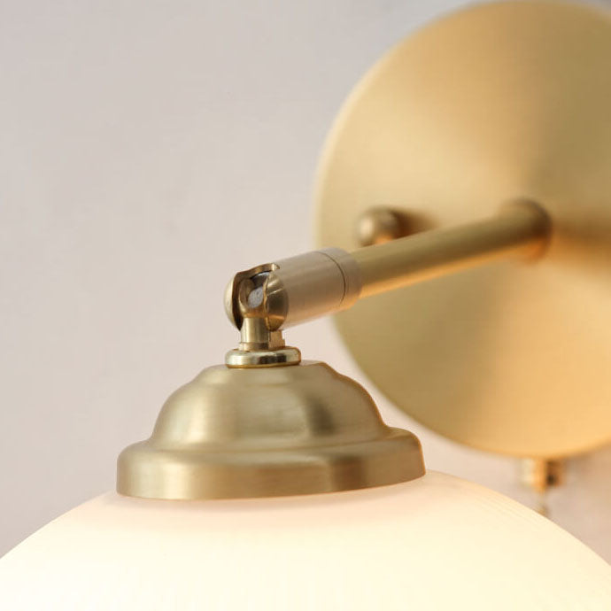 Noordse Gestreepte Melk Witte Glas Messing 1-Licht Trekkoord Wandlamp