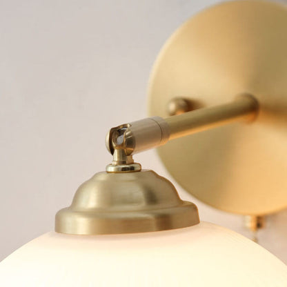 Noordse Gestreepte Melk Witte Glas Messing 1-Licht Trekkoord Wandlamp