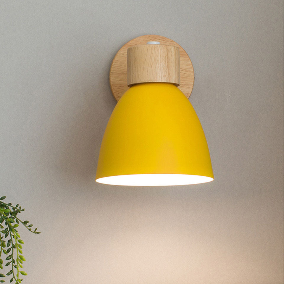 Moderne Minimalistische Effen Kleur Macaron IJzeren Houten 1-Licht Wandlamp