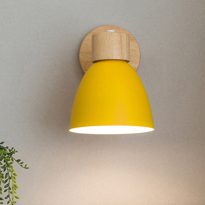 Moderne Minimalistische Effen Kleur Macaron IJzeren Houten 1-Licht Wandlamp