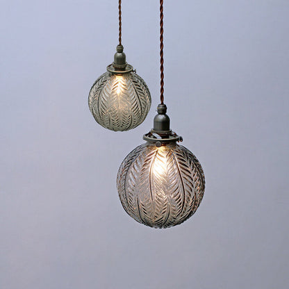 Retro Lotus Textuur Glas 1-Licht Globe Hanglamp