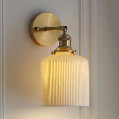 Porseleinen Wandlamp met Messing Lampenvoet Eetkamer Hal Breed 1 Licht Moderne Wandlamp in Wit