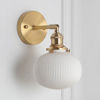 Porseleinen Wandlamp met Messing Lampenvoet Eetkamer Hal Breed 1 Licht Moderne Wandlamp in Wit