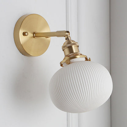 Porseleinen Wandlamp met Messing Lampenvoet Eetkamer Hal Breed 1 Licht Moderne Wandlamp in Wit