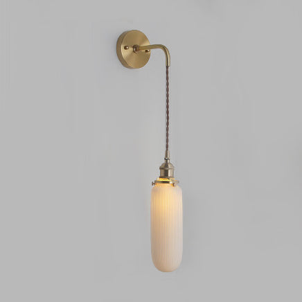 Porseleinen Wandlamp met Messing Lampenvoet Eetkamer Hal Breed 1 Licht Moderne Wandlamp in Wit