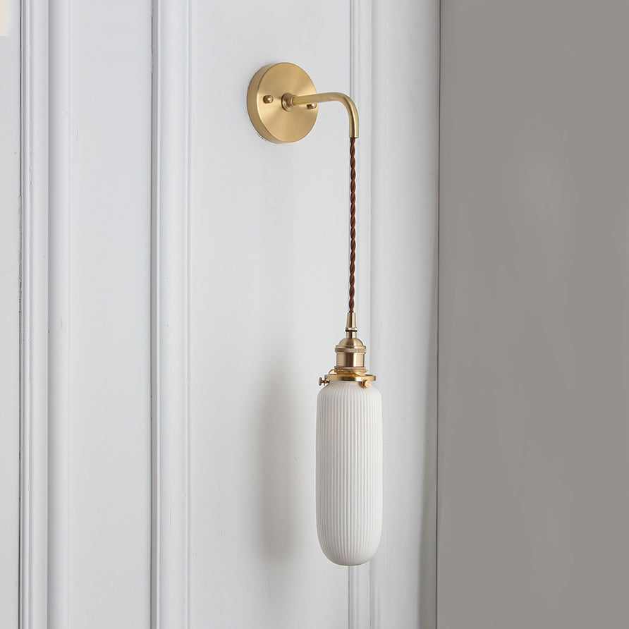 Porseleinen Wandlamp met Messing Lampenvoet Eetkamer Hal Breed 1 Licht Moderne Wandlamp in Wit