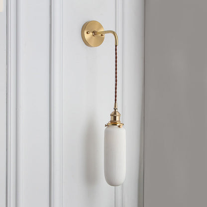 Porseleinen Wandlamp met Messing Lampenvoet Eetkamer Hal Breed 1 Licht Moderne Wandlamp in Wit