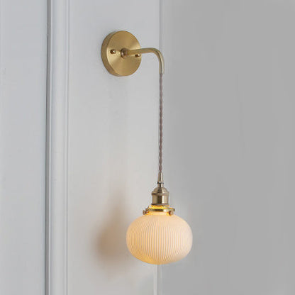 Porseleinen Wandlamp met Messing Lampenvoet Eetkamer Hal Breed 1 Licht Moderne Wandlamp in Wit