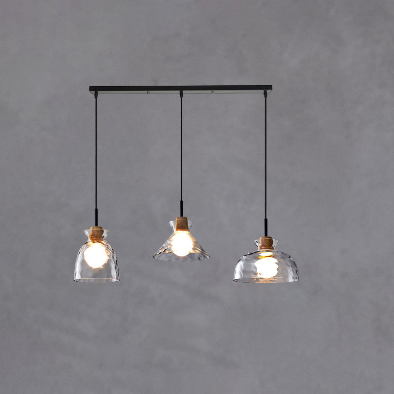 Noordse Helder Geribbeld Glas Schaduw 1-Licht Hanglamp