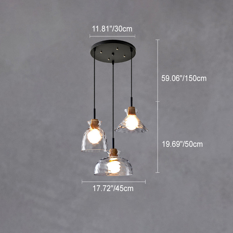 Noordse Helder Geribbeld Glas Schaduw 1-Licht Hanglamp