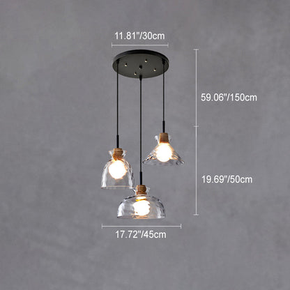 Noordse Helder Geribbeld Glas Schaduw 1-Licht Hanglamp