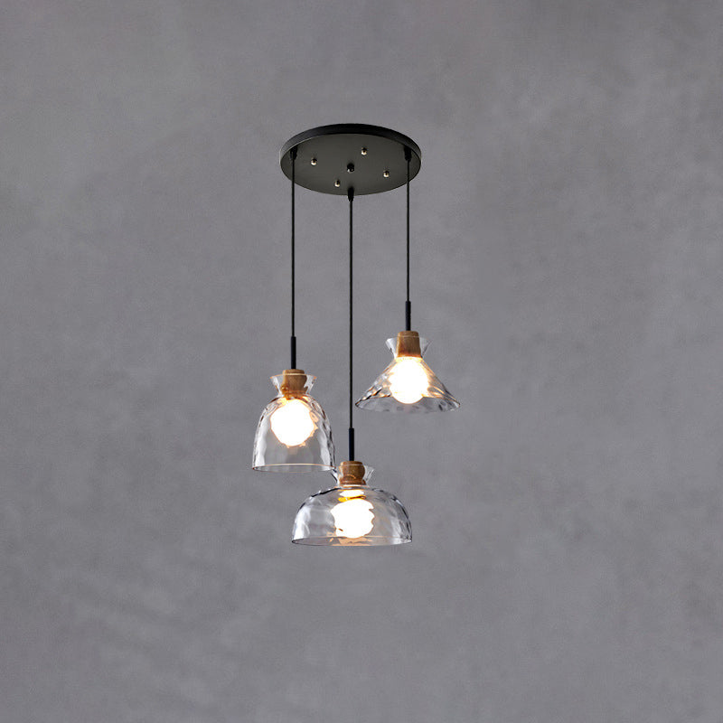 Noordse Helder Geribbeld Glas Schaduw 1-Licht Hanglamp