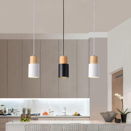 Noordse Macaron Cilinder Aluminium 1-Licht Enkel LED Hanglamp